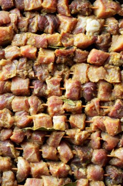 Taze çiğ domuz eti. Üstten Görünüm