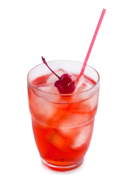 Glass of cherry soda with ice — Stock Photo, Image