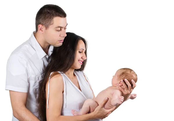 Ouders houden hun pasgeboren, geïsoleerd — Stockfoto