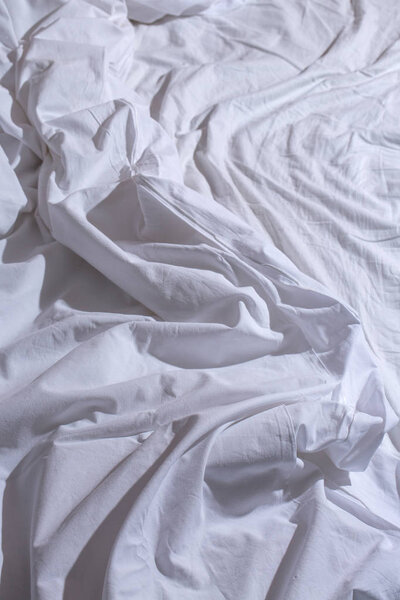 Crumpled morning bed, close-up