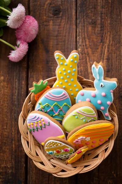 Easter cookies in a basket — Stock Photo, Image