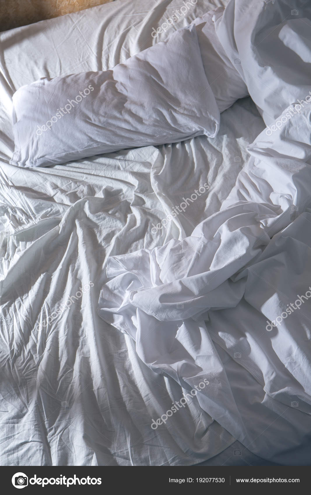 Top View Of A Crumpled Bed Stock Photo Image By C Mallivan