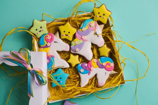 Unicorn shaped cookies — Stock Photo, Image