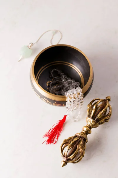 Pendulum Singing Bowls Other Healing Tools Healing Reiki Stream White — 图库照片