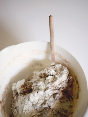 Hamur içinde yapılan hazırlık ekmek - Top görünümünü taze ev yapımı 