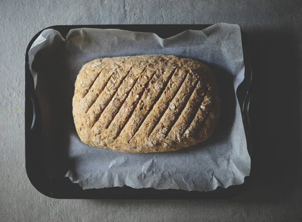 Home made bread preparation - Flat lay of freshly made dough — Φωτογραφία Αρχείου
