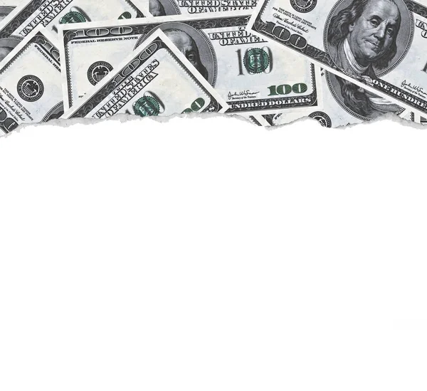 100 dollars banknotes background with blank space in middle — Stock Photo, Image