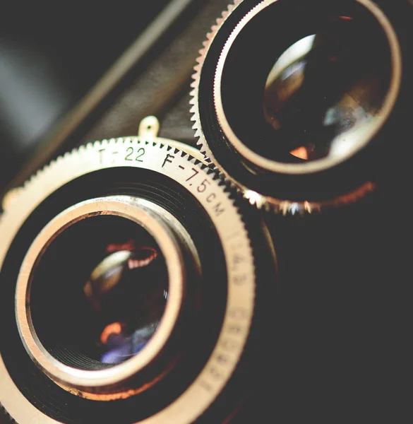 A retro camera lens macro shot with shallow DOF — Stock Photo, Image