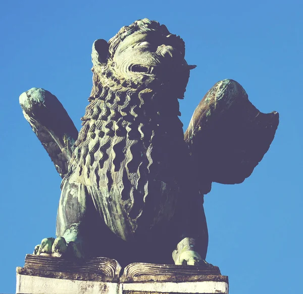 Saint Marks Winged Lion Venetian Symbol Column 12th Century Orig — Stock Photo, Image