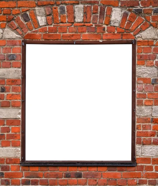 Cartelera en blanco en la pared de ladrillo — Foto de Stock