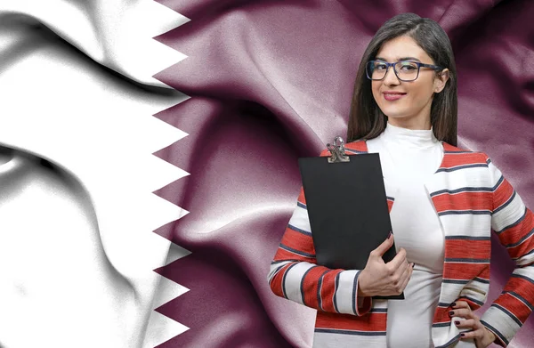 Mulher Negócios Qatar Foto Conceitual — Fotografia de Stock