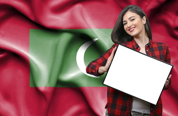 Gazdaság Üres Fedélzeten Ellen Maldív Szigetek Zászlaja — Stock Fotó