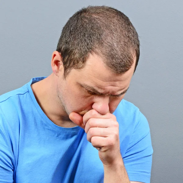 Portrait of a man suffering from chronic coughing — Stock Photo, Image