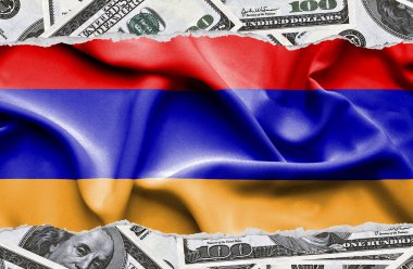 Ulusal çapta Amerikan para biriminin banknotlarıyla finansal konsept 
