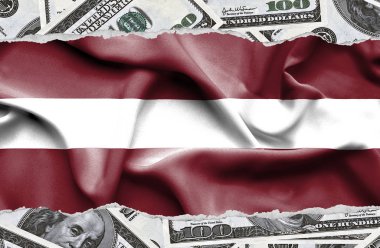 Ulusal çapta Amerikan para biriminin banknotlarıyla finansal konsept 