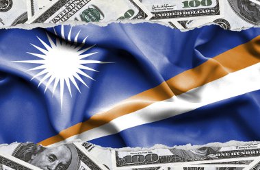 Ulusal çapta Amerikan para biriminin banknotlarıyla finansal konsept 