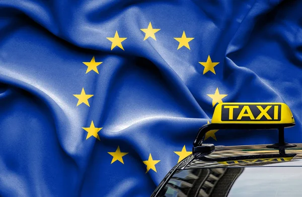Таксі сервіс концептуальний імідж в країні Європейського Союзу — стокове фото