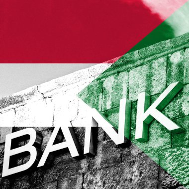 Sudan bayrağı taşıyan banka finans ve ekonomi kavramı