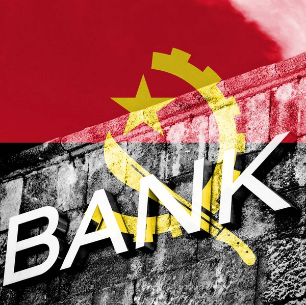 Finance Ekonomický Koncept Banky Vlajkou Angoly — Stock fotografie