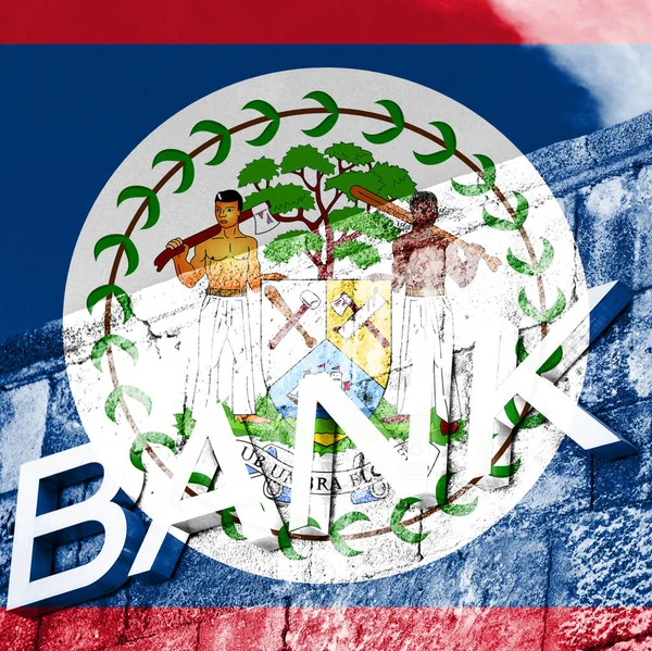 Finance Ekonomický Koncept Banky Vlajkou Belize — Stock fotografie