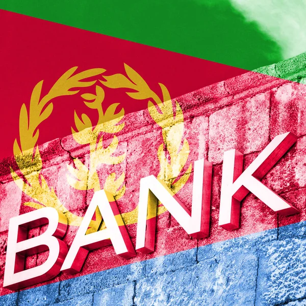 Finans Och Ekonomibegreppet Bank Med Eritreas Flagga — Stockfoto