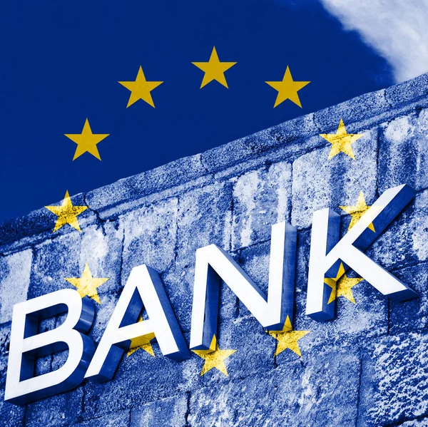 Finance Économie Concept Banque Avec Drapeau Union Européenne — Photo