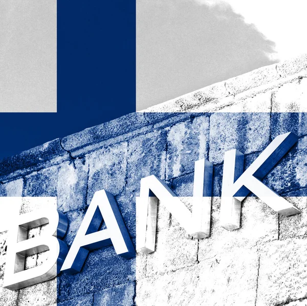 Finance Economy Concept Bank Flag Finland — Stock Photo, Image