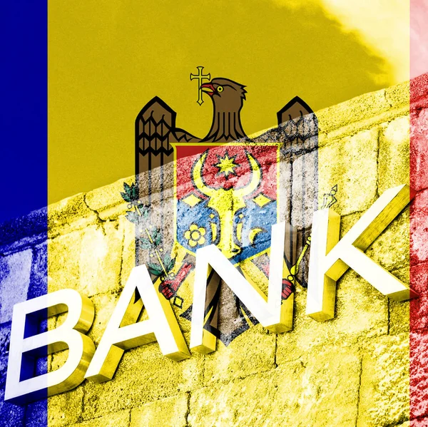 Finans Och Ekonomibegreppet Bank Med Moldavisk Flagg — Stockfoto