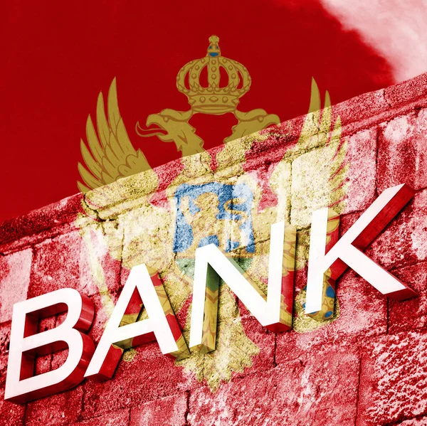 Finans Och Ekonomibegreppet Bank Med Montenegros Flagga — Stockfoto