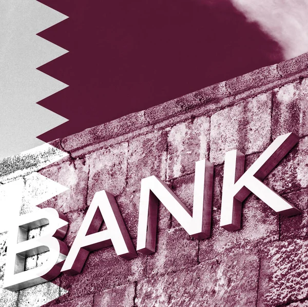 Finance Économie Concept Banque Avec Drapeau Qatar — Photo