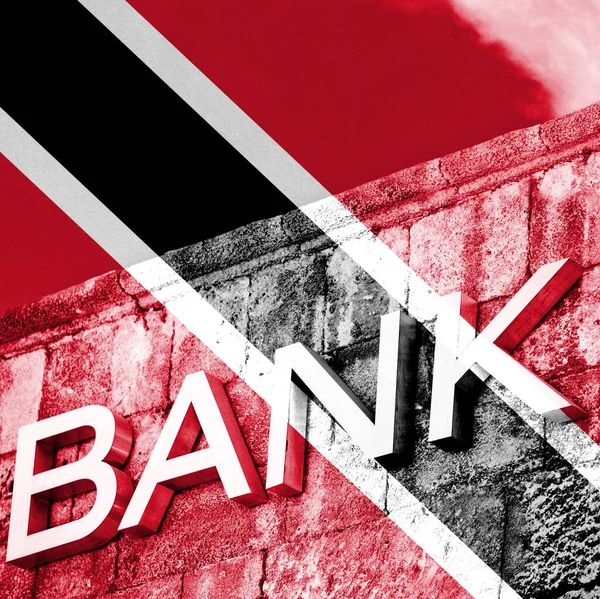 Finansiering Och Ekonomi Koncept Bank Med Flagga Trinidad Och Tobago — Stockfoto