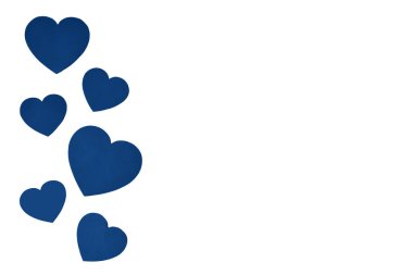 Klasik mavi kağıt kalpler yan yana dizilmiş.