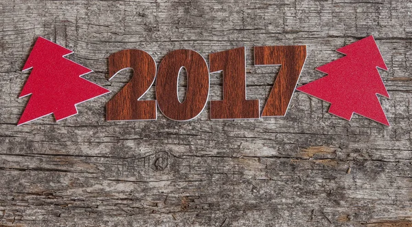 Signo símbolo del número 2017 en el viejo estilo retro vintage de madera b — Foto de Stock
