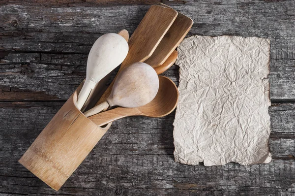 Utensilio de madera en la cocina — Foto de Stock