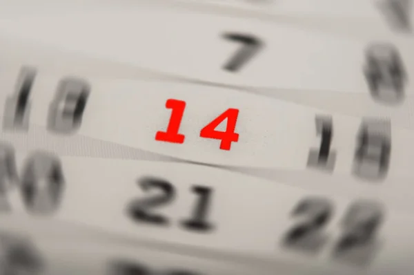 Calendario con marca roja el 14 de febrero — Foto de Stock