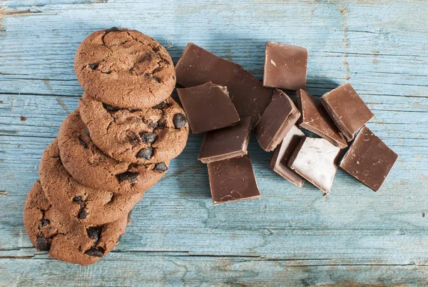 Havregryn cookies med chokolade - Stock-foto