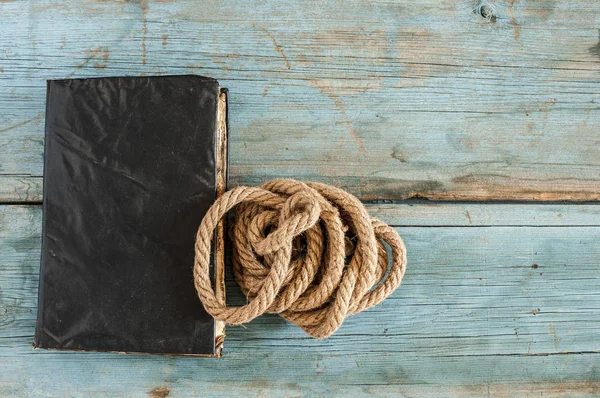 Old retro book with rope — Stock Photo, Image