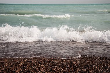 köpüklü Denizi kıyısında sahilde yakın çekim