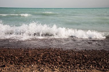 köpüklü Denizi kıyısında sahilde yakın çekim