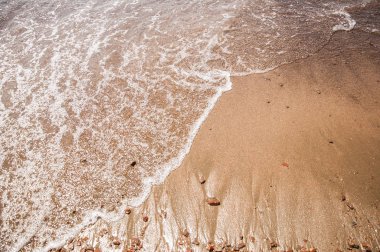 Deniz plaj dalga beyaz köpük ile