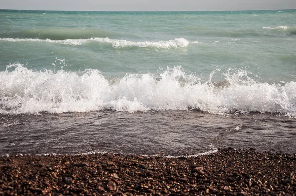 köpüklü Denizi kıyısında sahilde yakın çekim