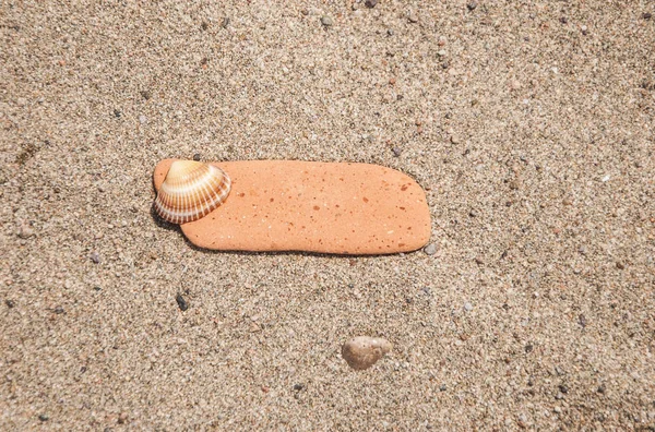 Prázdné kámen leží na písečné pláži — Stock fotografie