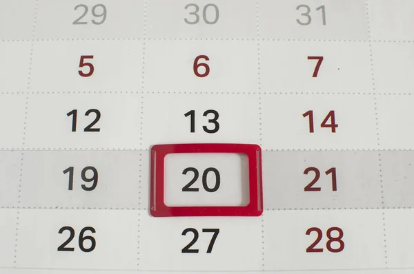 Data de hoje mostrada pelo calendário branco — Fotografia de Stock