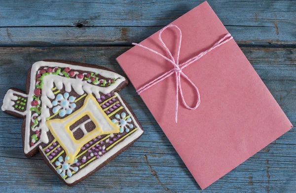 Christmas homemade gingerbread house cookie — Stock Photo, Image