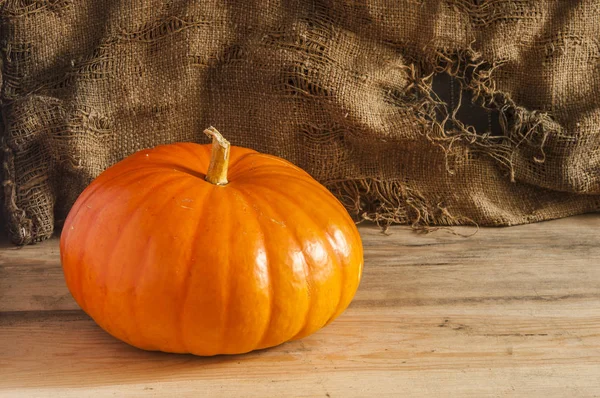 Calabaza amarilla grande sobre un fondo de madera . —  Fotos de Stock