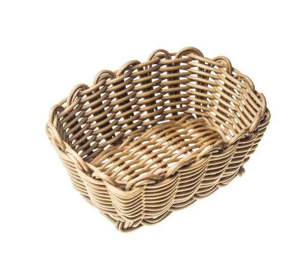 Empty wicker basket isolated on white — Stock Photo, Image