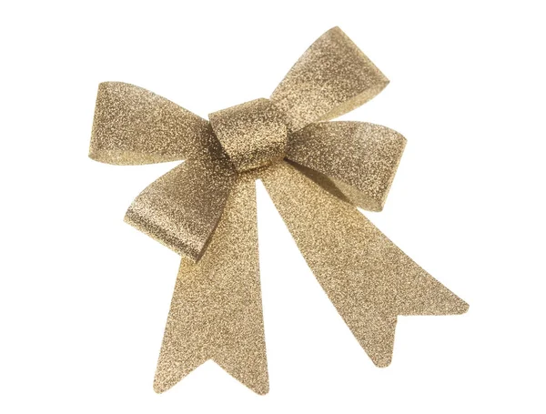 Beautiful gold bow on white background — Stock Photo, Image