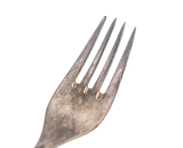 Cuchillo vintage y tenedor sobre fondo blanco —  Fotos de Stock