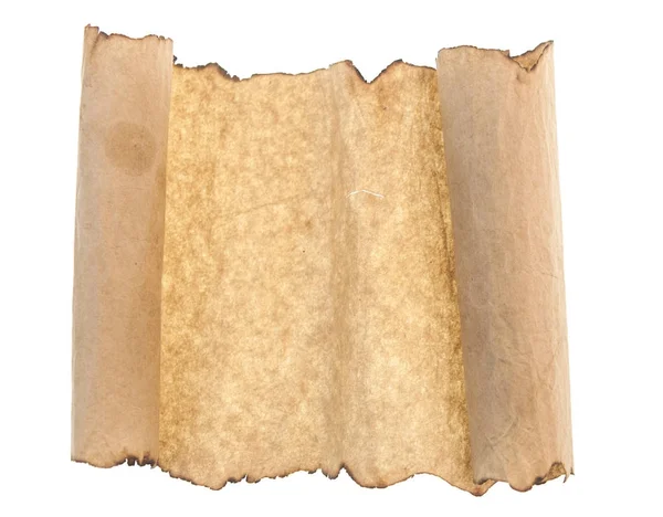 Vintage roll of parchment background isolated on white — Stock Photo, Image