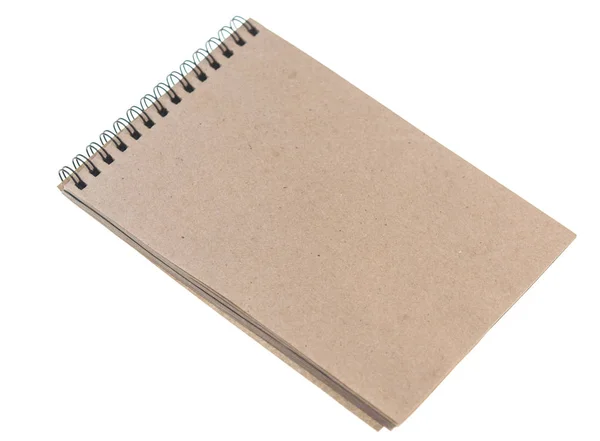 Notebook sobre fundo marrom vista superior espaço de cópia — Fotografia de Stock